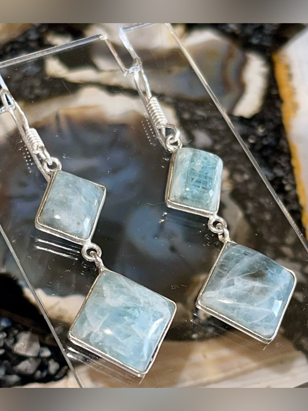 Handcrafted Lightweight Aquamarine Crystal Earrings